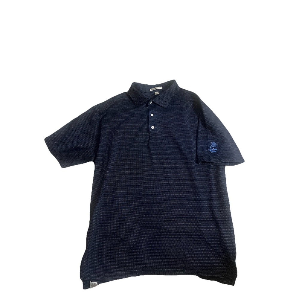 Peter Millar Polo Shirt Golf Mens L Cotton  Stripes Logo Bent Tree Club‎